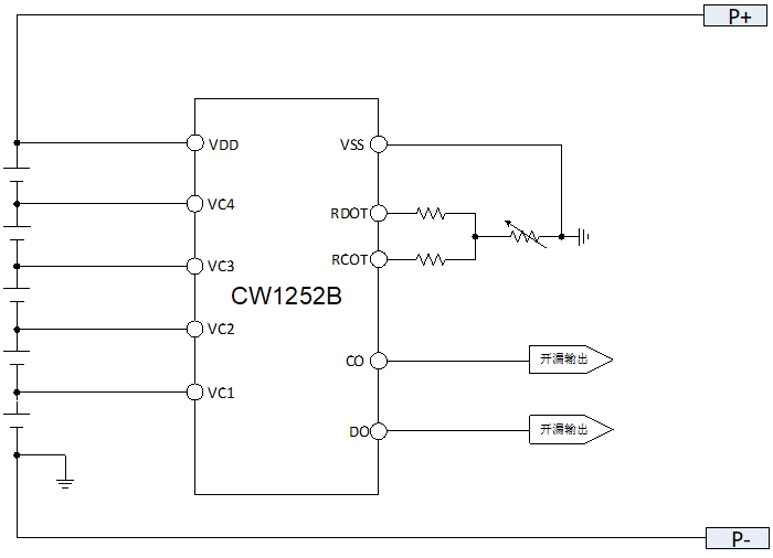 CW1252B 带温度保护的5节二级保护芯片